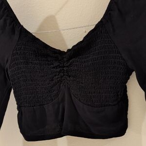 La Hearts Black Smocked Crop Top  XS